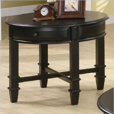 Coaster Montrose Round End Table with Drawer in Rich Black