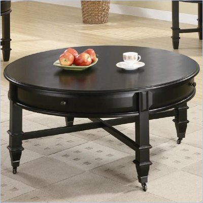 Coaster Montrose Round Cocktail Table with Casters in Black