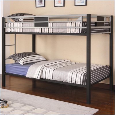 Coaster Morrell Twin over Twin Metal Bunk Bed in Black and Silver