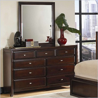 Coaster Nadine 11 Drawer Dresser and Mirror Set in Warm Brown Finish