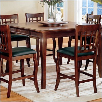 Coaster Newhouse Square Counter Height Dining Table with Lazy Susan in Cherry