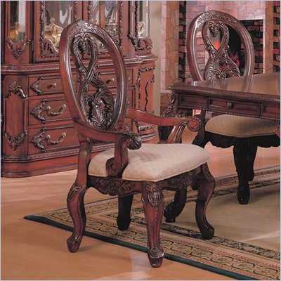 Coaster Nottingham Carved Arm Chair with Cabriole Legs in Rich Brown