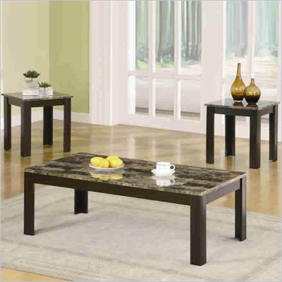 Coaster 3 Piece Occasional Table Sets Coffee and End Table Set with Marble-Look Top