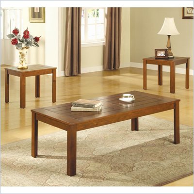 Coaster Casual 3 Piece Occasional Table Set with Pine Veneers