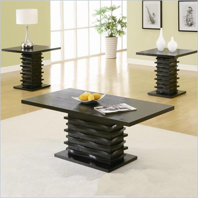 Coaster 3 Piece Occasional Table Sets Coffee and End Table Set in Stark Black