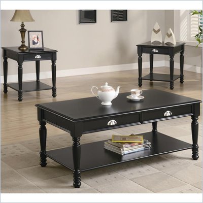 Coaster 3 Piece Occasional Table Sets Traditional Coffee and End Table in Black