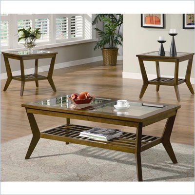Coaster 3 Piece Occasional Table Sets Coffee and End Table in Oak Finish