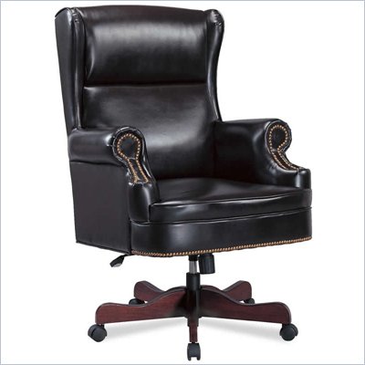 Coaster Office Chairs Traditional Faux Leather Winged Executive Chair