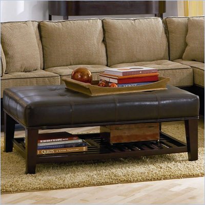 Coaster Ottomans Contemporary Faux Leather Tufted Ottoman with Storage Shelf