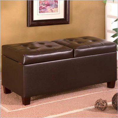 Coaster Contemporary Dark Brown Faux Leather Rectangular Storage Ottoman