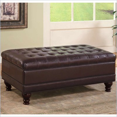 Coaster Dark Brown Traditional Oversized Faux Leather Storage Ottoman