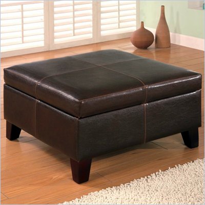 Coaster Dark Brown Contemporary Square Faux Leather Storage Ottoman