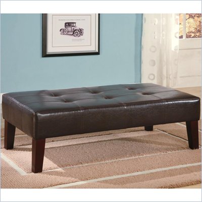 Coaster Dark Brown Contemporary Rectangular Tufted Faux Leather Ottoman