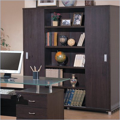 Coaster Sliding Door Bookcase in Mahogany