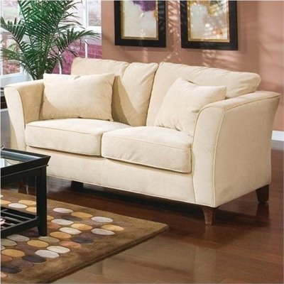 Coaster Park Place Contemporary Love Seat with Flair Tapered Arms and Accent Pillows