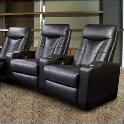 Coaster Pavillion Theater Seating - 2 Black Leather Chairs