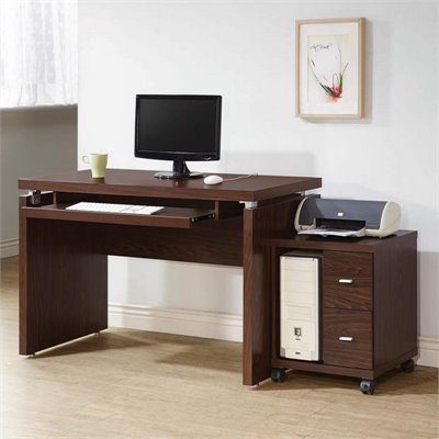 Coaster Peel Computer Desk with Keyboard Tray in Medium Brown Finish