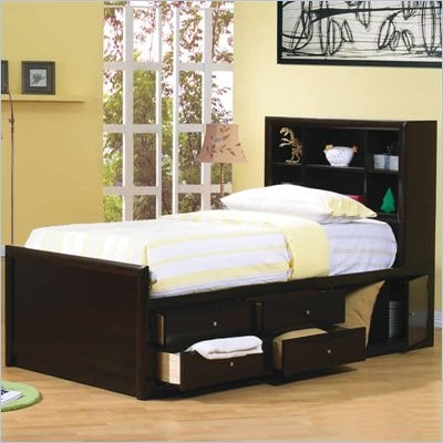 Coaster Phoenix Bookcase Storage Bed in Cappuccino Finish