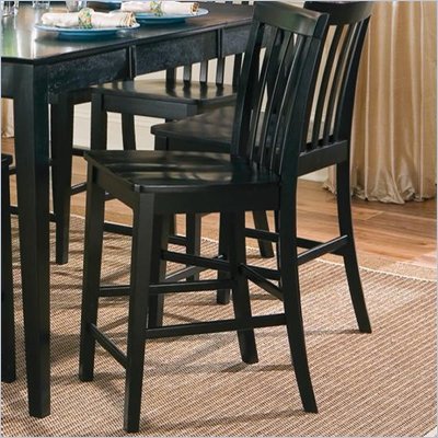 Coaster Pines Counter Height Slat Back Dining Chair in Black