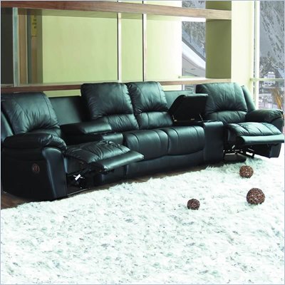 Coaster Promenade Black Leather-Match Reclining Home Theater Sectional Sofa