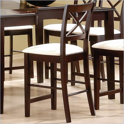 Coaster Pryor 24" Bar Stool with "X" Back & Fabric Seat in Cappuccino