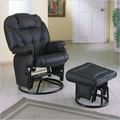 Coaster Black Leatherette Glider with Ottoman