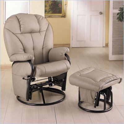 Coaster Bone Leatherette Glider with Ottoman