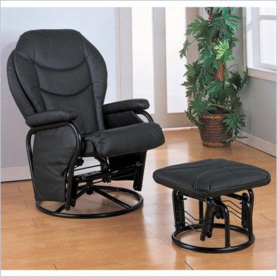 Coaster Black Leatherette Glider with Ottoman