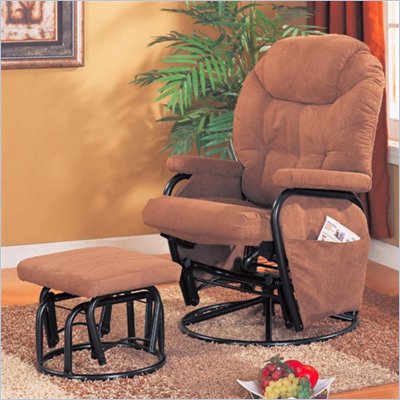 Coaster Deluxe Swivel Glider with Matching Ottoman in Brown