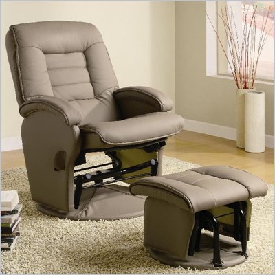 Coaster Recliners with Ottomans Glider Chair with Ottoman in Tan Vinyl