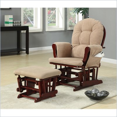 Coaster Tan Microfiber Glider with Matching Ottoman by Coaster