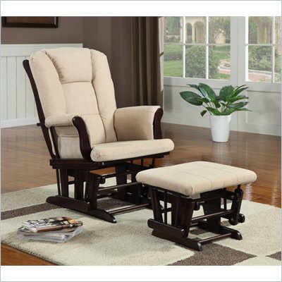Coaster Beige Microfiber Glider with Matching Ottoman