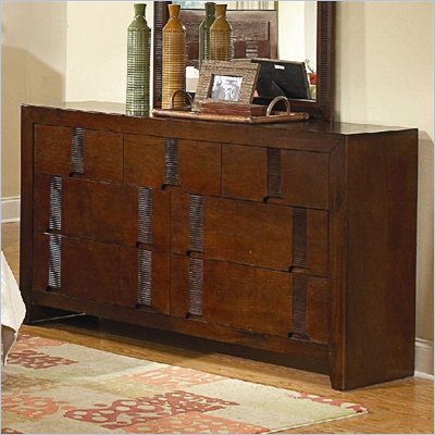 CoasterResin 7 Drawer Dresser in Warm Medium Brown Finish