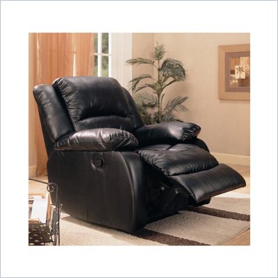 Coaster Faux Leather Rocker Recliner in Black