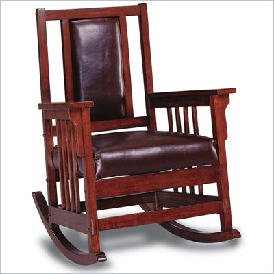 Coaster Mission Style Wood Rocker with Leather Match Seat and Back