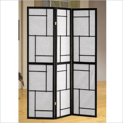 Coaster Three Panel Screen Room Divider in Black