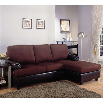 Coaster Rupard Sectional with Chaise in Microfiber and Vinyl
