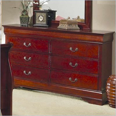 Coaster Saint Laurent 6 Drawer Double Dresser in Cherry Finish