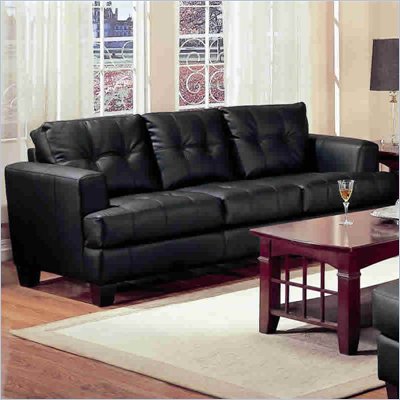 Coaster Samuel Black Contemporary Leather Sofa