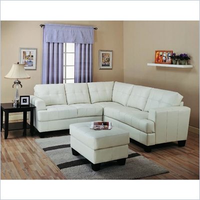 Coaster Samuel Modern Tufted Sectional Sofa in White Cream Finish