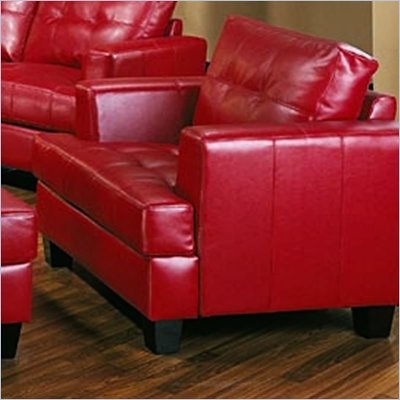 Coaster Samuel Modern Tufted Chair in Red Bonded Leather