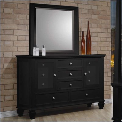 Coaster Sandy Beach Dresser and Mirror Set in Black Finish