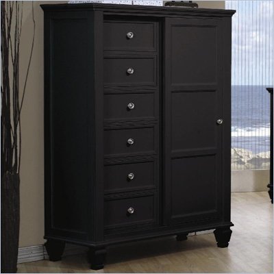 Coaster Sandy Beach 8 Drawer Chest with Sliding Door in Black finish