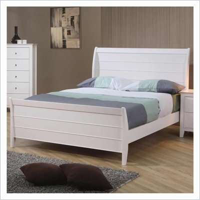 Coaster Selena Sleigh Bed in White Finish