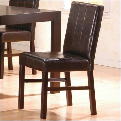Coaster Shoemaker Parson Side Chair in Rich Dark Brown Faux Leather