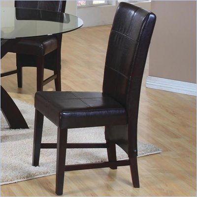 Coaster Shoemaker Parson Side Chair in Rich Dark Brown Faux Leather