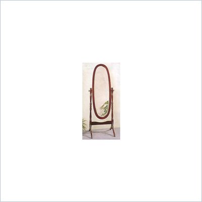 Coaster Bevelled Oval Cheval Mirror in Cherry