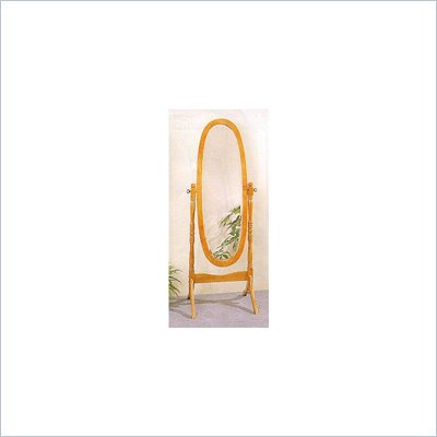 Coaster Bevelled Oval Cheval Mirror in Light Oak