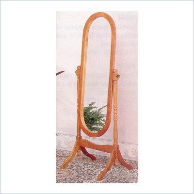 Coaster Traditional Oval Cheval Floor Mirror in Oak