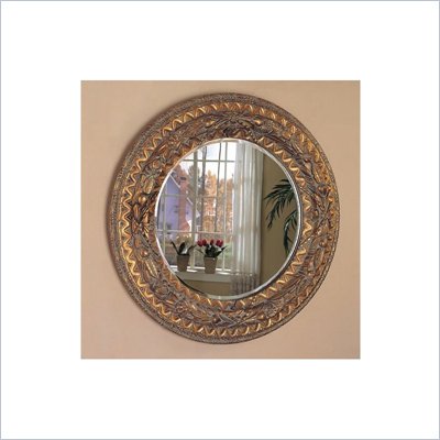 Coaster Bevelled Round Mirror in Dark Bronze